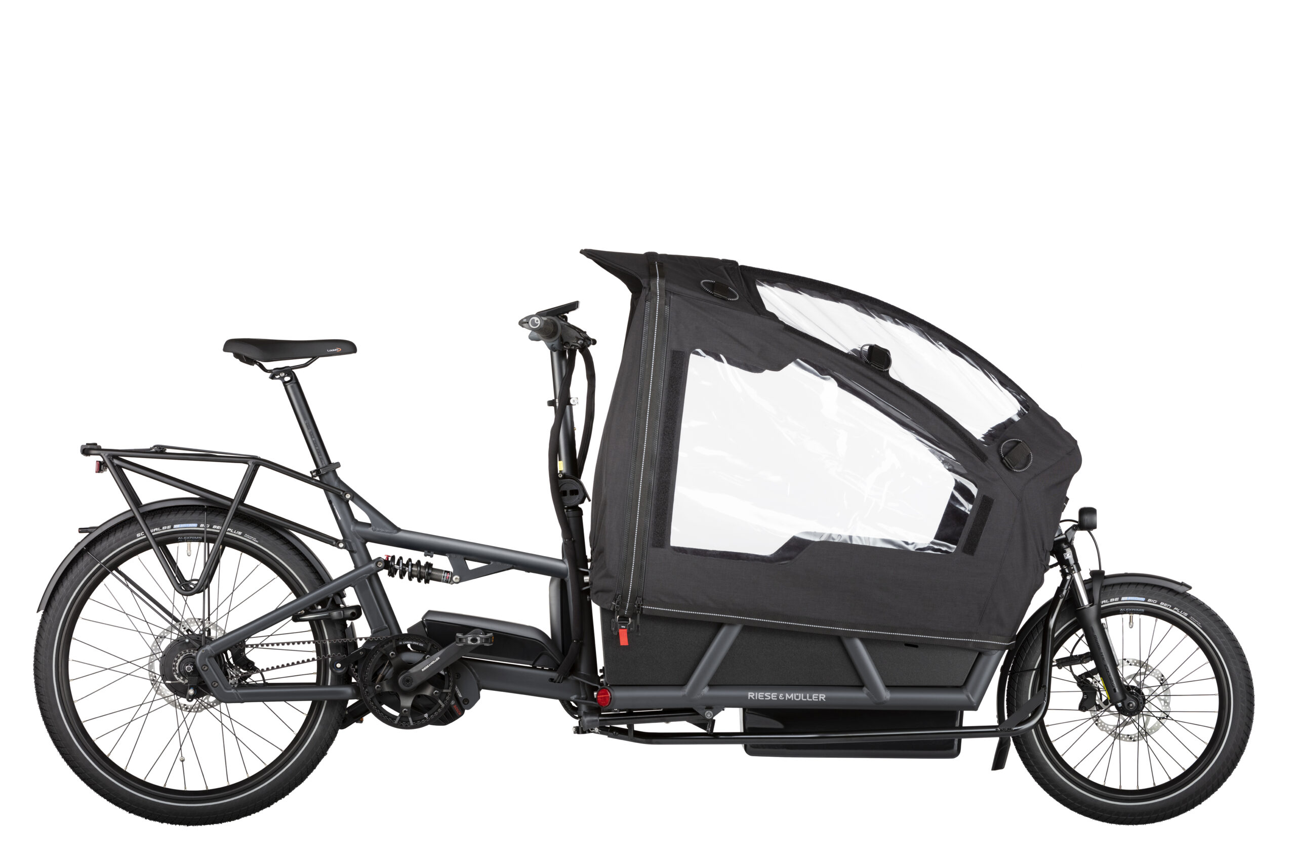 Riese & Muller Load 75 rohloff HS, White Nyon 1000Wh, Low Sidewalls with Child Cover, 3 Child Seats with Footwell & Front Luggage Shelf, Carrier, Chain Lock with Bag - Image 2