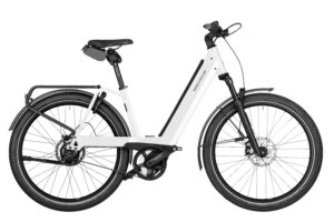 Riese & Müller Nevo4 GT automatic, 43cm, pure white, Smart System, Kiox 300, 625Wh, GX option, Front carrier with bag, Additional Chain lock with bag